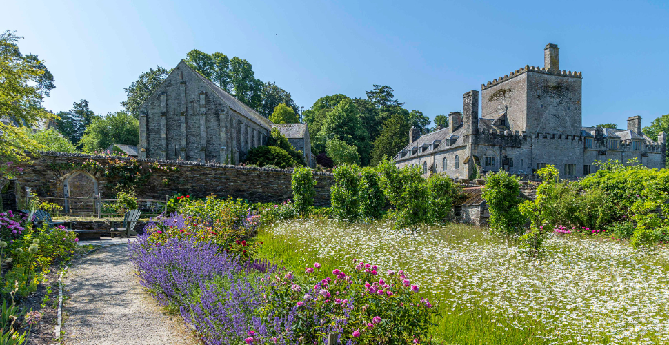 A photograph of Buckland Abbey in Spring